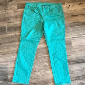Teal skinny jeans from Gap